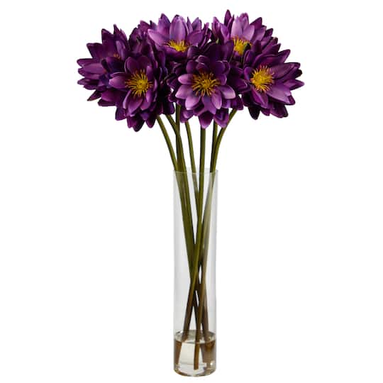2.5ft. Purple Lotus Arrangement in Cylinder Vase